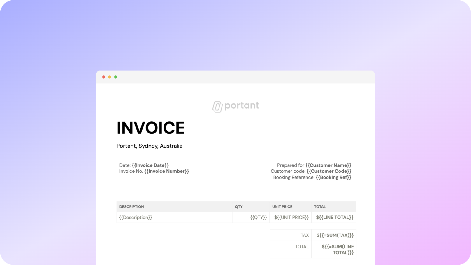Google Sheets invoice automation in Portant